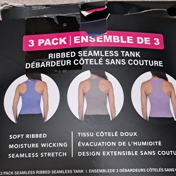 Reflex Ribbed Tanks 3 Pack Women's Small Racer Back Seamless Tan Purple New! - Picture 3 of 10